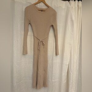 Quince Beige Long Sleeve Knit Dress